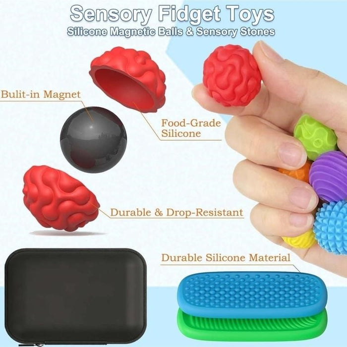 Silicone Magnetic Balls and Sensory Stones Fidget Set