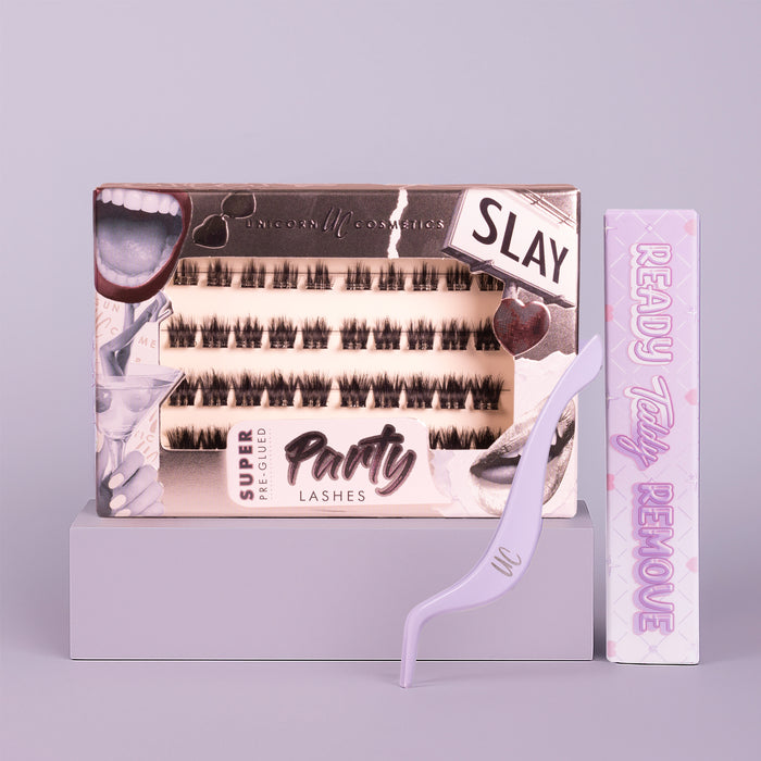 SLAY Super Pre-Glued Party Lashes Full Kit - Unicorn Cosmetics