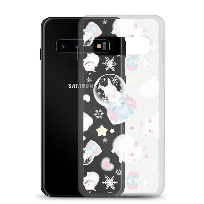 Snow Bunny kawaii phone case with fluffy bunnies and cream stars