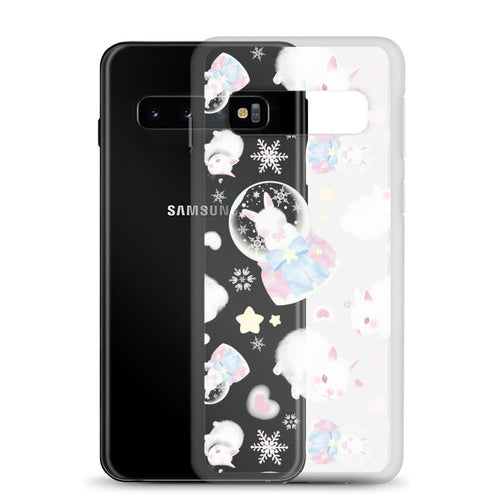 Snow Bunny kawaii phone case with fluffy bunnies and cream stars