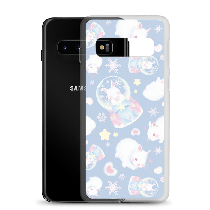 Protect your phone in style with the Snow Bunny Samsung® Clear Case, featuring cute bunnies and pastel colors.