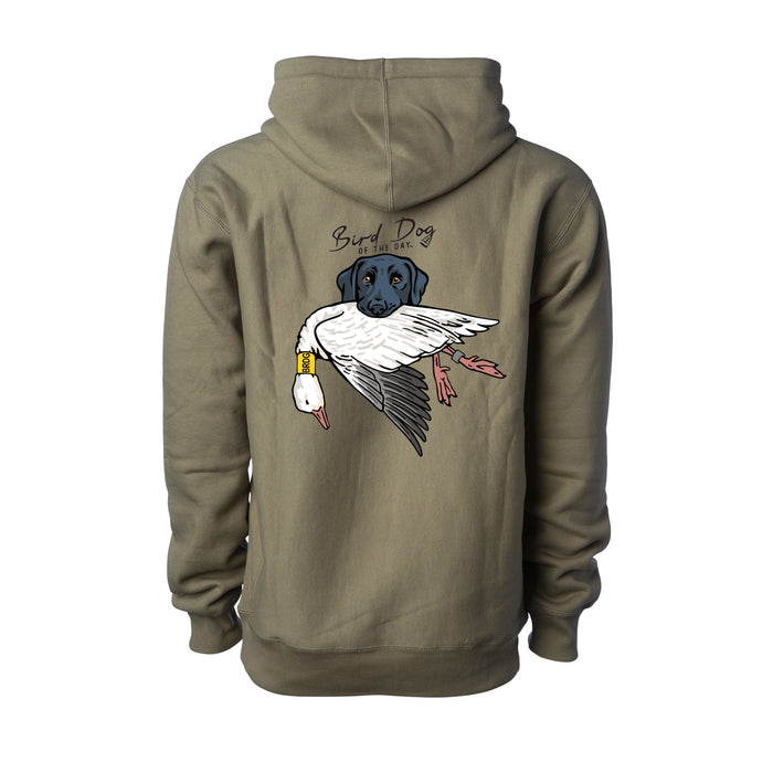 Black Lab with a Snow Goose / Olive (Premium Heavyweight) / XS