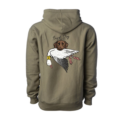Chocolate Lab with a Snow Goose / Olive (Premium Heavyweight) / XS