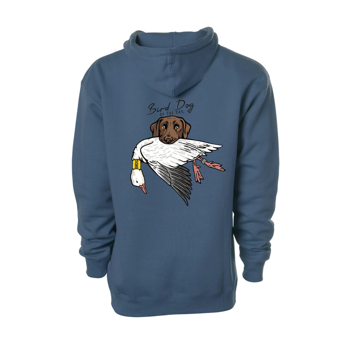 Chocolate Lab with a Snow Goose / Storm Blue / XS