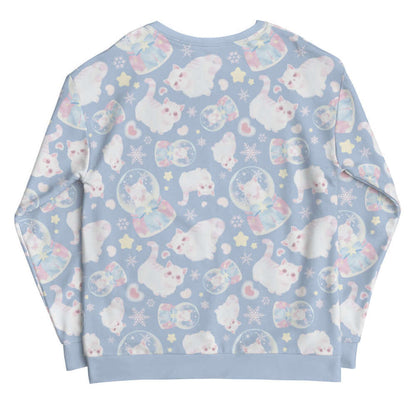 Snow Kitten kawaii sweatshirt with fluffy kittens and cream stars