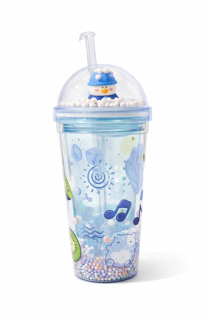 Snowman Glitter Tumbler Cup – Straw Lid & Shaker Effect