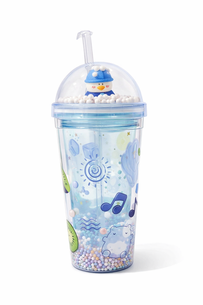 Snowman Glitter Tumbler Cup – Straw Lid & Shaker Effect