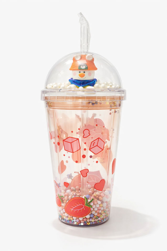 Snowman Glitter Tumbler Cup – Straw Lid & Shaker Effect