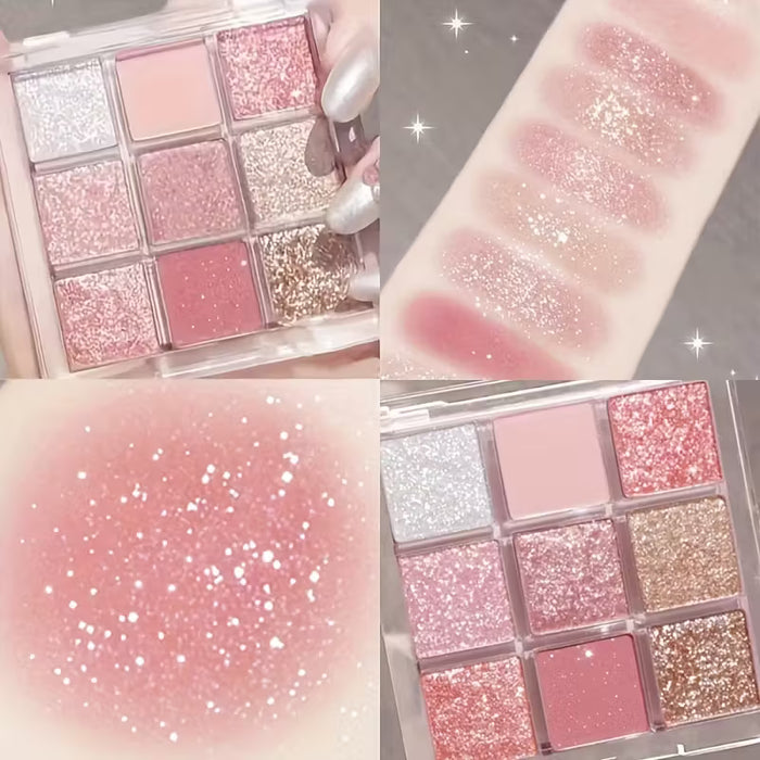 ✨🌈 Sparkling 9-Color Eyeshadow Palette – Matte & Shimmer Magic 🌈✨