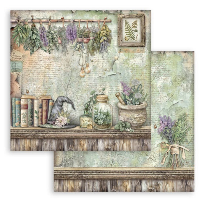 Stamperia - 8X8 Paper Pad - Herbarium Silvae. 10 sheets. Available at Embellish Away located in Bowmanville Ontario Canada.