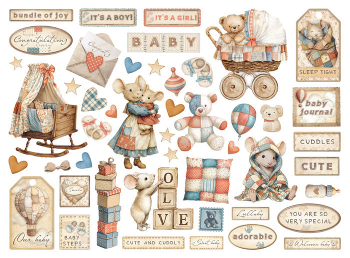 Stamperia - Die Cuts - Baby. Available at Embellish Away located in Bowmanville Ontario Canada.