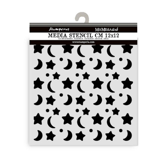 Stamperia - Thick Stencil - Baby - Star and Moon. Available at Embellish Away located in Bowmanville Ontario Canada.