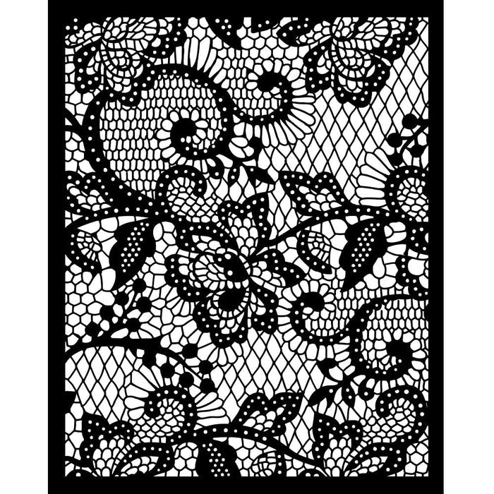 Stamperia - Thick Stencil - Quiet Days - Floral Lace. Available at Embellish Away located in Bowmanville Ontario Canada.