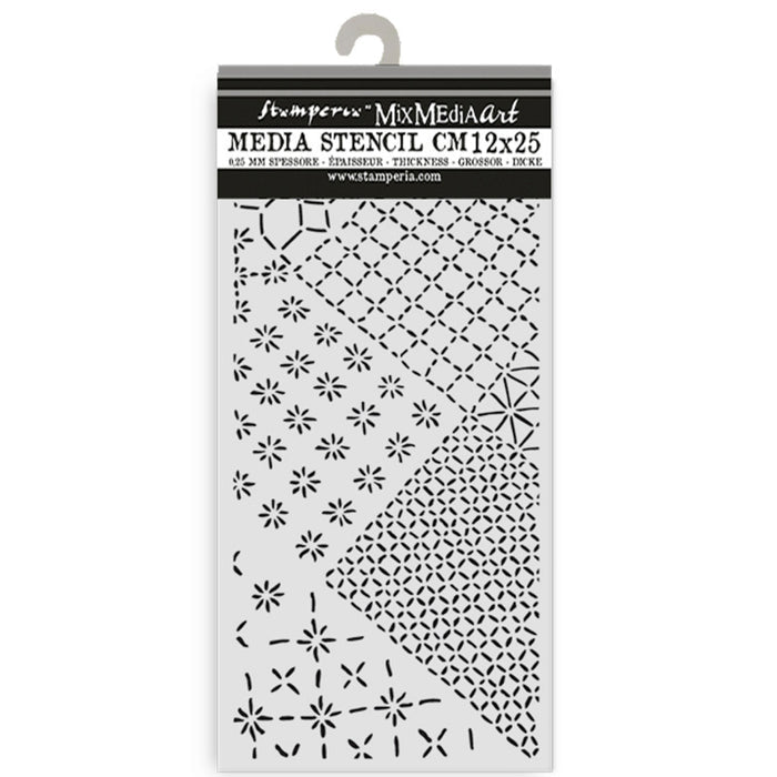 Stamperia - Thick Stencil - Quiet Days - Mixed Tiles. Available at Embellish Away located in Bowmanville Ontario Canada.