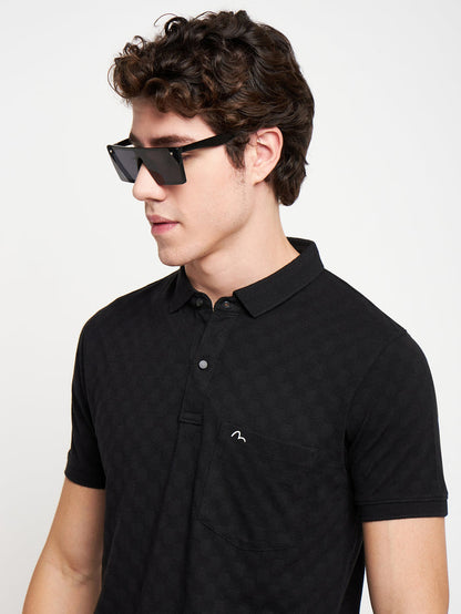 Statement Polo Black Jacquard Tee