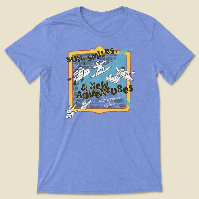 Sun Smiles Adventures Tee - Heather Columbia Blue