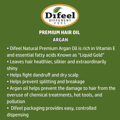 SUNFLOWER Difeel 99% Natural Blend Premium Hair Oil (7.78oz) - Argan Oil