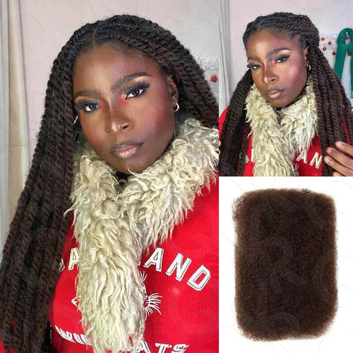 #4 3 packs dark brown afro kinky bulk human hair extensions