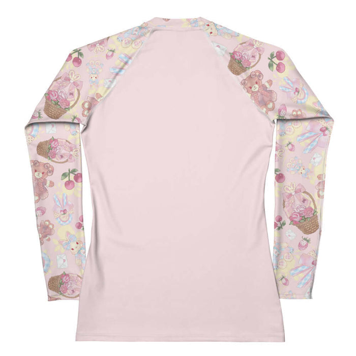 Sweet Teddy kawaii rash guard in pastel with love letters and pastel hearts