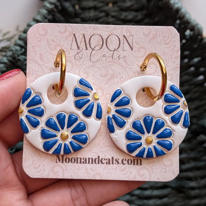 Talavera Circle Tile Earrings