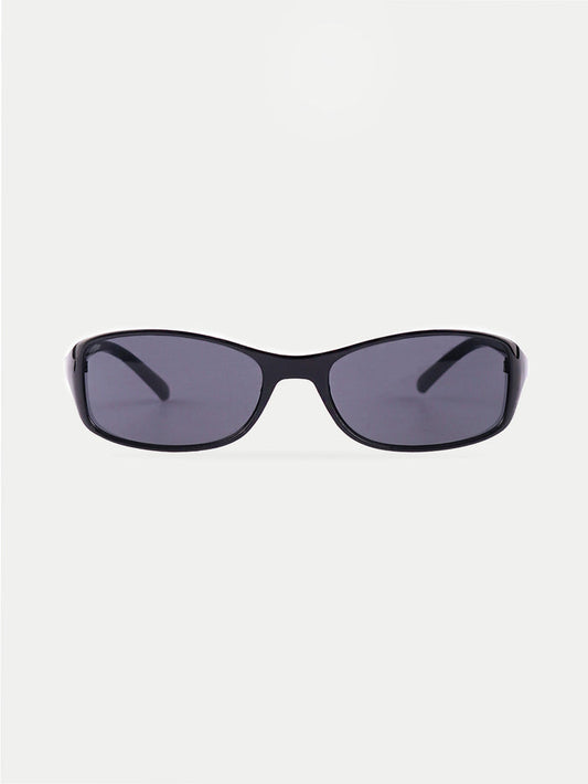 Thin Rectangle Frame Sunglasses | Black-Image 1