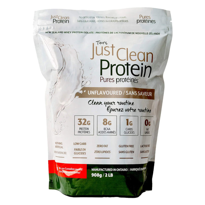 Package of Tim's Just Clean Whey Protein Unflavoured 2lbs