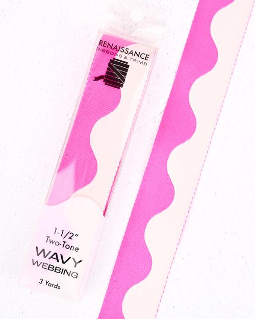 Wavy Webbing Acid Pink 1.5" 3 YARDS